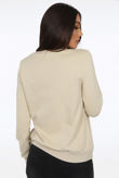 Beige Oohlala Slogan Ribbed Jumper
