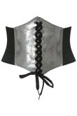 Silver Foil Trim Lace Up Corset