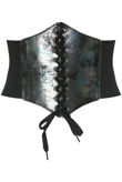 Black Foil Trim Lace Up Corset