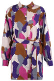 Splash Print Belted Shirt Dress 
