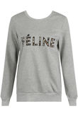 Grey FELINE Slogan Ribbed Jumper