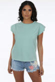 Green Round Neck T-Shirt With Shoulder Pads