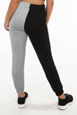 Grey Two Tone Front Tie Up Elasticated Waist Joggers