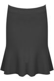 Black Frill Trim Knee Skirt