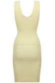 Yellow Vertical Line Detail Bodycon Dress
