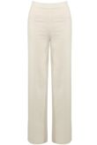 White Ribbed Wide Leg Trousers