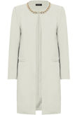 Cream Gold Chain Neck Structured Coat