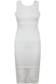 Cream Lace Mesh Detailed Bodycon Dress