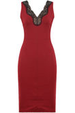 Wine Front & Back Lace Detail Bodycon Dress