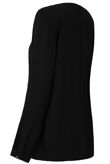 Black Contrast Collar Long Sleeve Tops