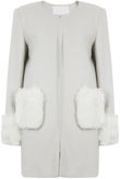 Cream Detachable Fur Detail Over Coat 