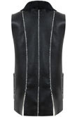 Black Fur Lined PVC Gilet