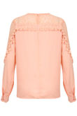 Pink Shoulder Floral Mesh Blouse