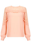 Pink Shoulder Floral Mesh Blouse