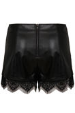 Black PVC Back Zip Detail Lace Shorts