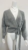 Grey Cable Knit Tie Up Robe Cardigan