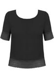 Black Cut Out Open Back Short Sleeve Tops