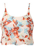 White Floral Print Chiffon Cropped Cami