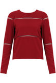 Wine Cut Out Textured Long Sleeve Top