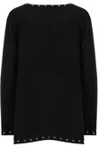 Black Studded Detail Long Sleeve Tops