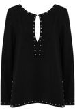 Black Studded Detail Long Sleeve Tops