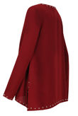 Wine Studded Detail Long Sleeve Tops