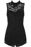 Black Lace Intricate Open Back Playsuit