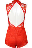 Orange Lace Intricate Open Back Playsuit