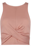 Rose Jersey Ruched Crossover Crop Top