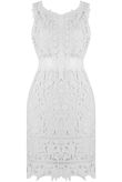 White Floral Crochet Textured Lace Dress