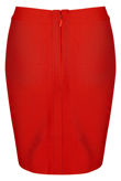 Red Ribbed Crossover Pencil Skirt