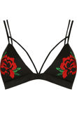 Black Contrast Flower Embroidery  Bralet