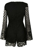 Floral Crochet Lined Playsuit in Black