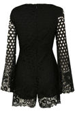 Black Floral Crochet Lined Playsuit