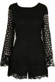 Black Floral Crochet Lined Playsuit