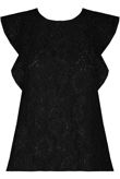 Black Floral Lace Crochet Layered Sleeve Crop Tops