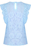 Sky Blue Floral Lace Crochet Layered Sleeve Crop Tops