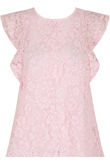 Pink Floral Lace Crochet Layered Sleeve Crop Tops
