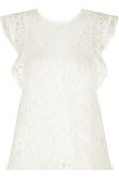 White Floral Lace Crochet Layered Sleeve Crop Tops