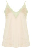 Cream Satin Netted Crop Tops