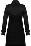Black PVC Detail Double Breasted Trench Coat