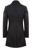 Black Qulited PVC Sleeved Side Zip Trench Coat
