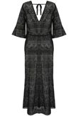 Black Crochet Lace Overlay Maxi Dress