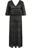 Black Crochet Lace Overlay Maxi Dress