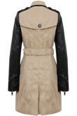 Beige PU Sleeved Trench Coats