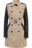 Beige PU Sleeved Trench Coats
