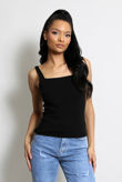 Black Fine Knit Square Neck Vest Top