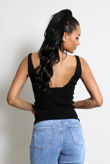 Black Fine Knit Square Neck Vest Top