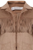 Tan Faux Suede Fringe Detail Jacket