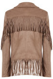 Tan Faux Suede Fringe Detail Jacket